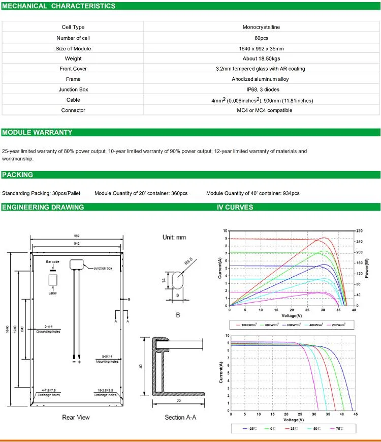 Wholesale Solar Energy Photovoltaics 240W 250W 260W Poly/Mono PV Solar Panel, 60 Cell Solar Module 12 Volt/24 Volt